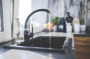 sink with running tap water