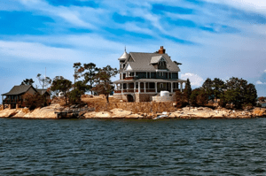 House on middle of island