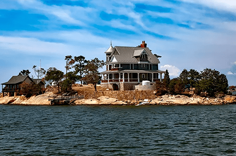 House on middle of island